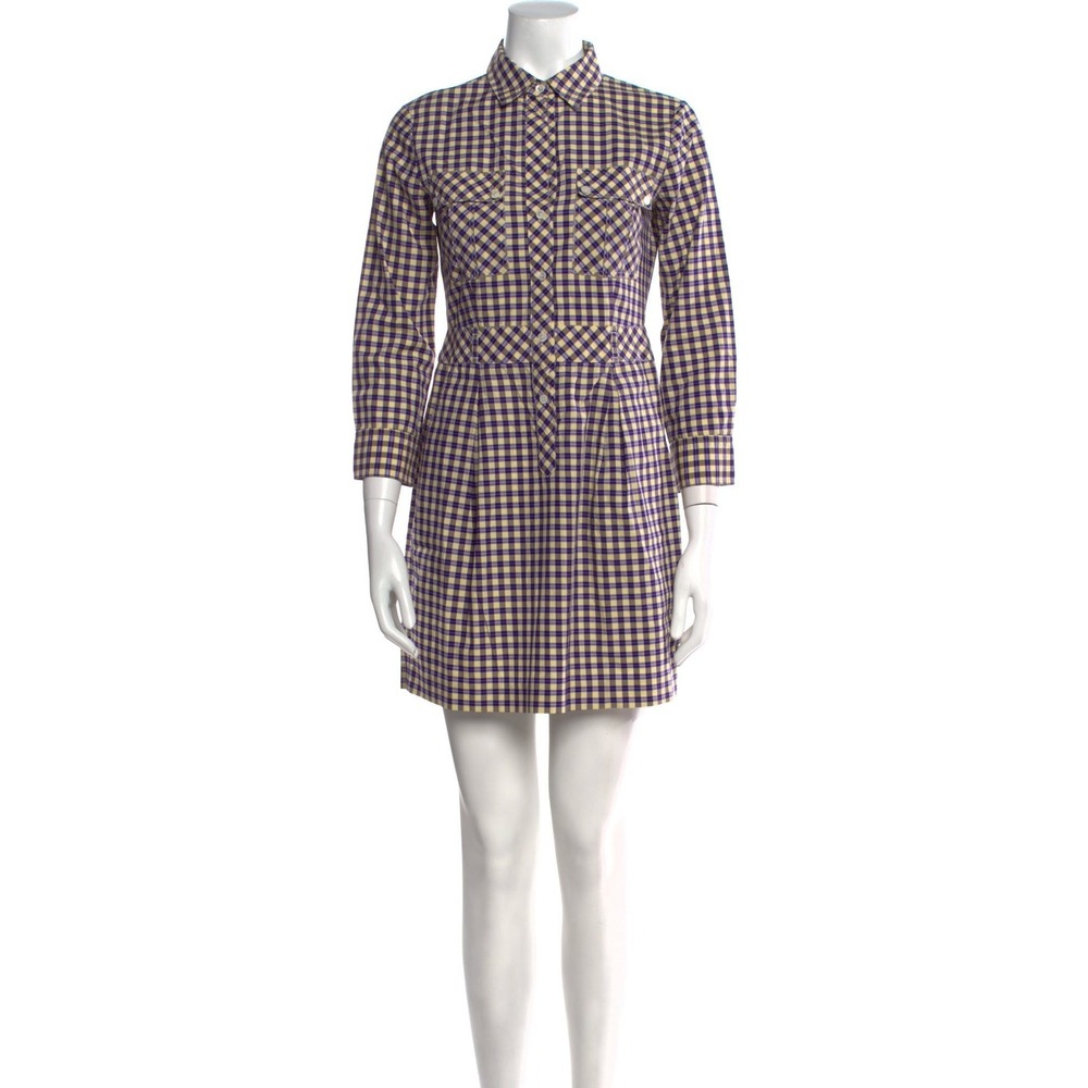 Theory Lidiya Plaid Shirt Dress Button‎ Front Pockets Size 6